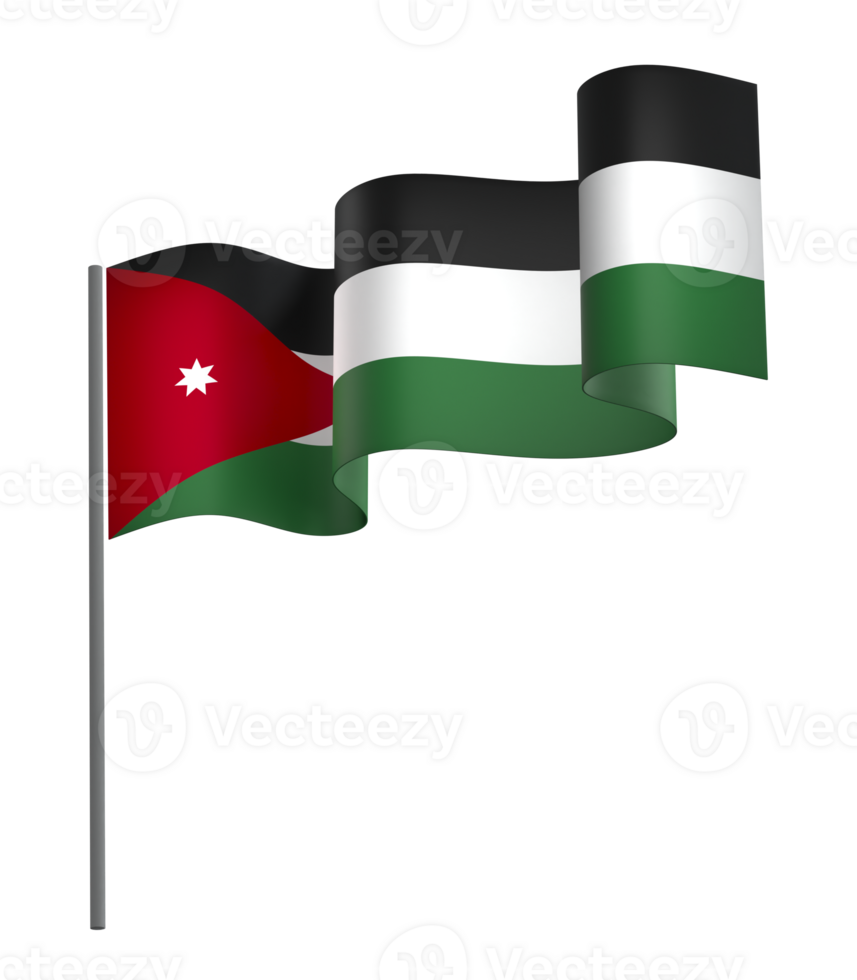 Jordan flag element design national independence day banner ribbon png