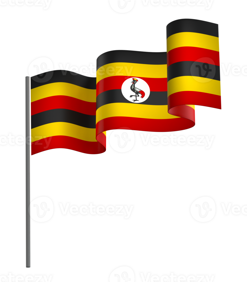 Uganda flag element design national independence day banner ribbon png