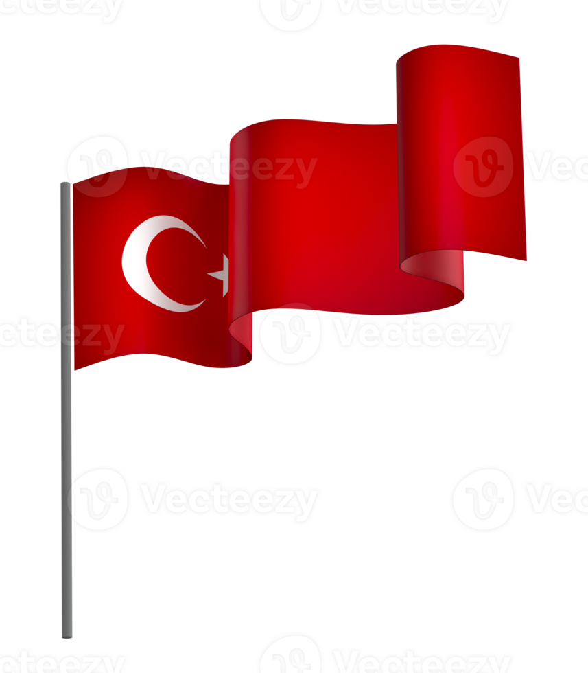 Turkey flag element design national independence day banner ribbon png