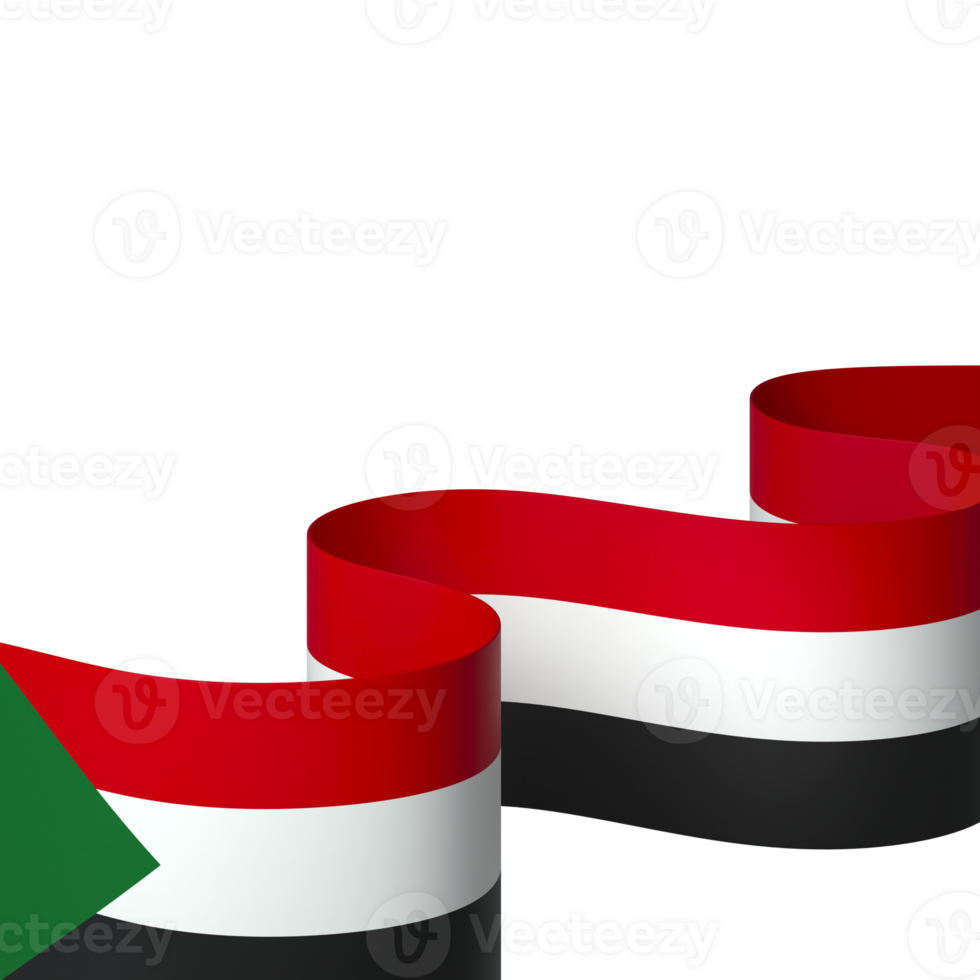 Sudan flag element design national independence day banner ribbon png