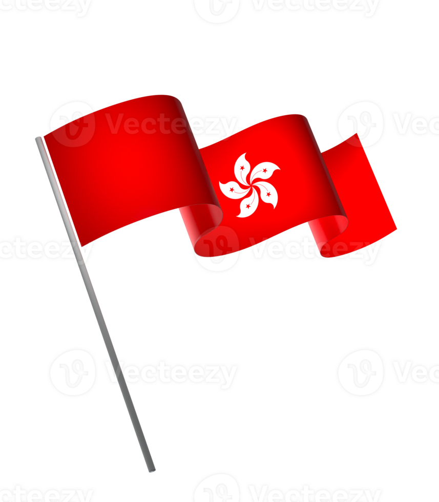 Hong Kong flag element design national independence day banner ribbon png