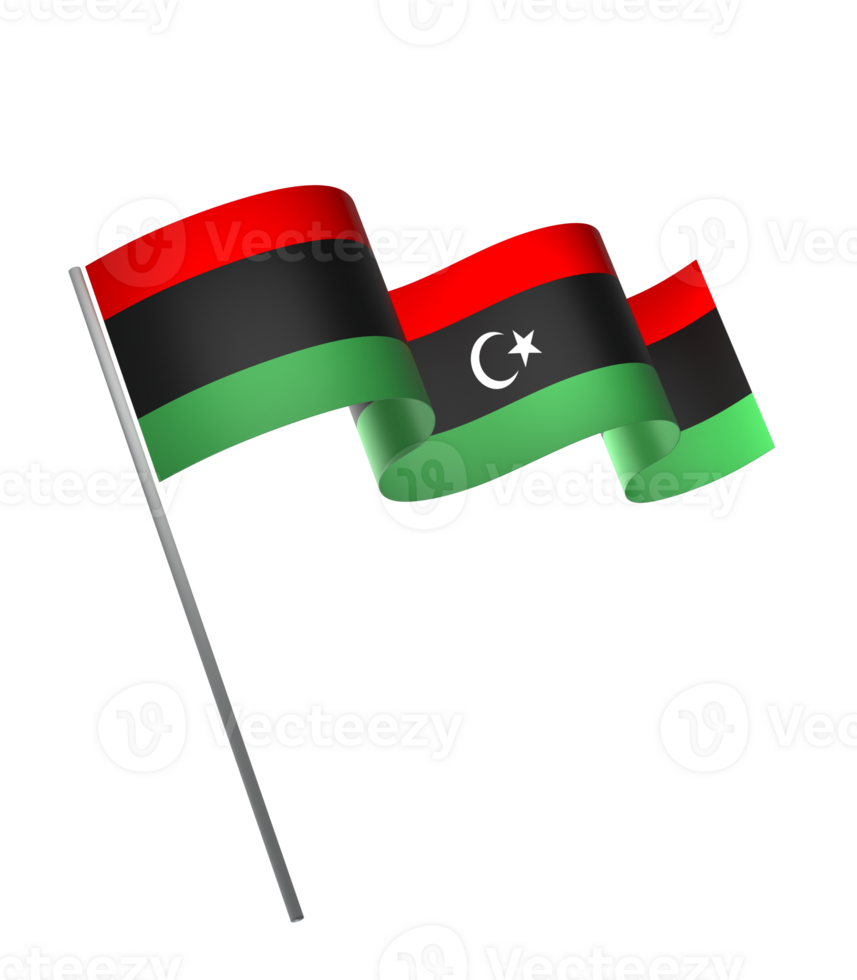 Libya flag element design national independence day banner ribbon png