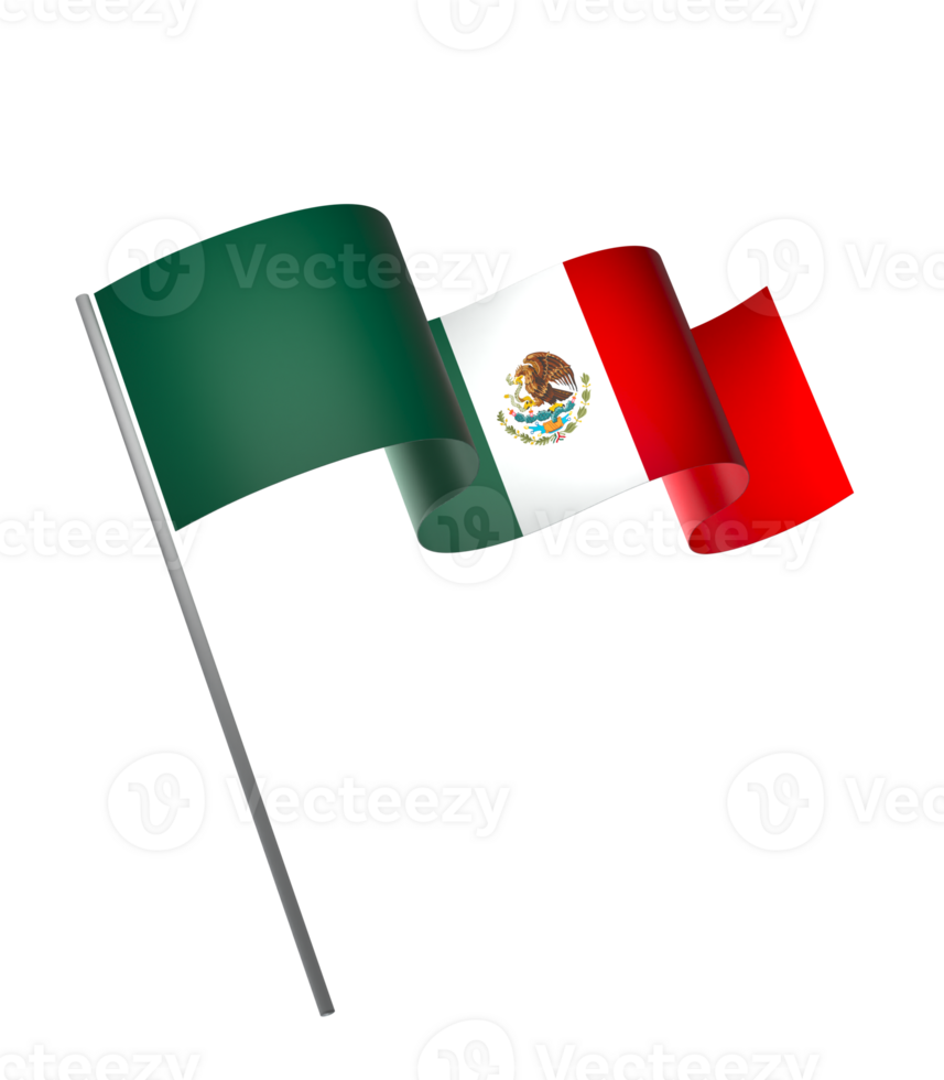 Mexico flag element design national independence day banner ribbon png