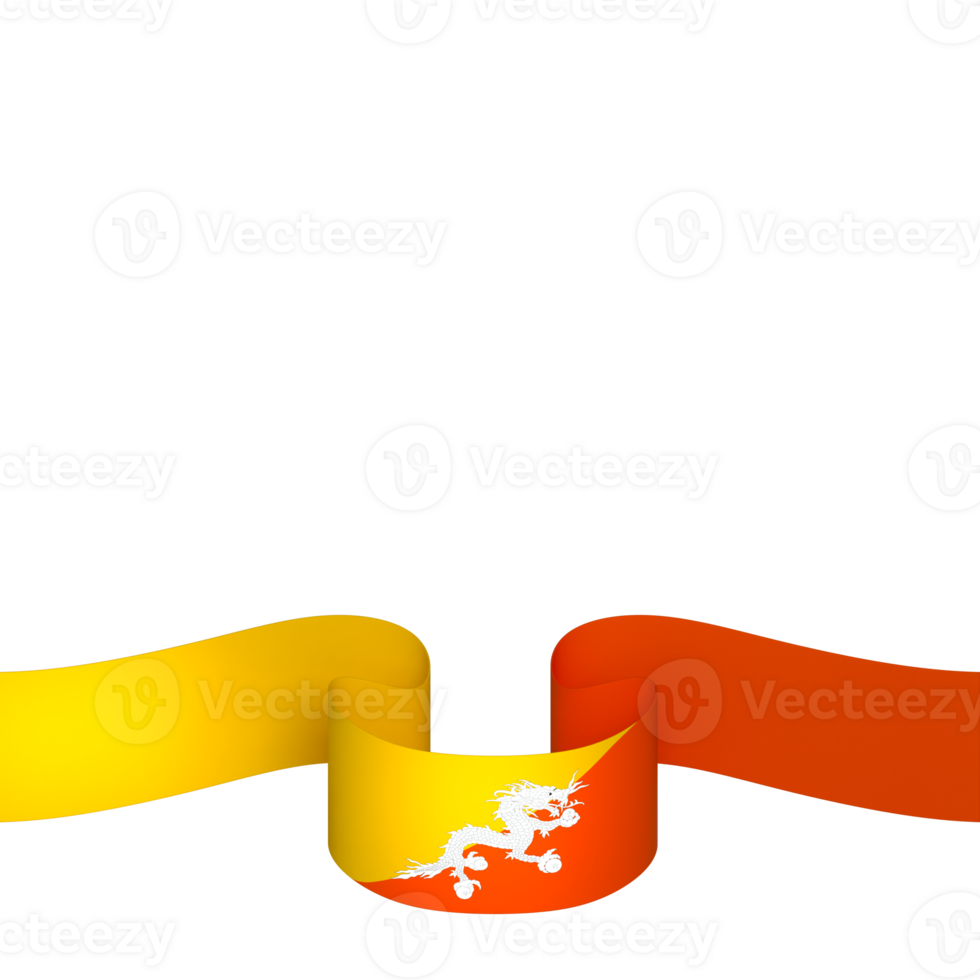 Bhutan flag element design national independence day banner ribbon png