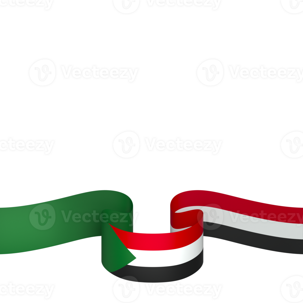 Sudan flag element design national independence day banner ribbon png