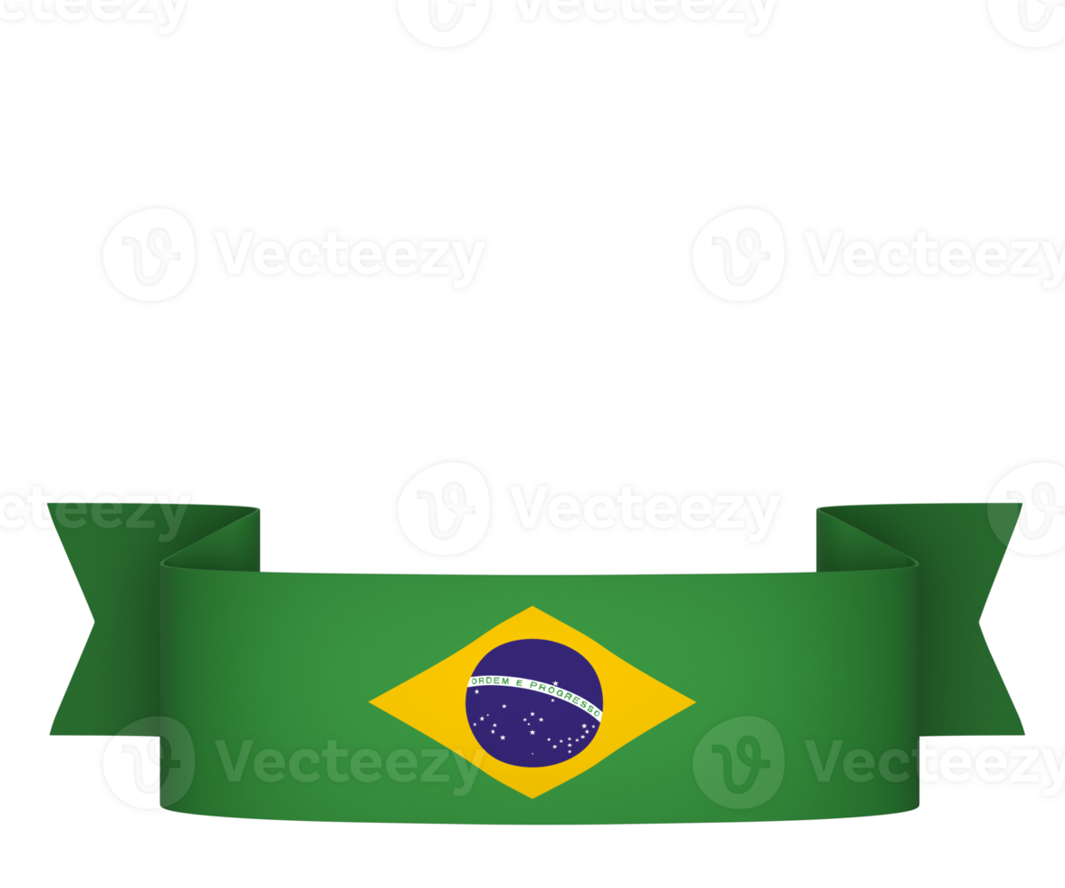Brazil flag element design national independence day banner ribbon png