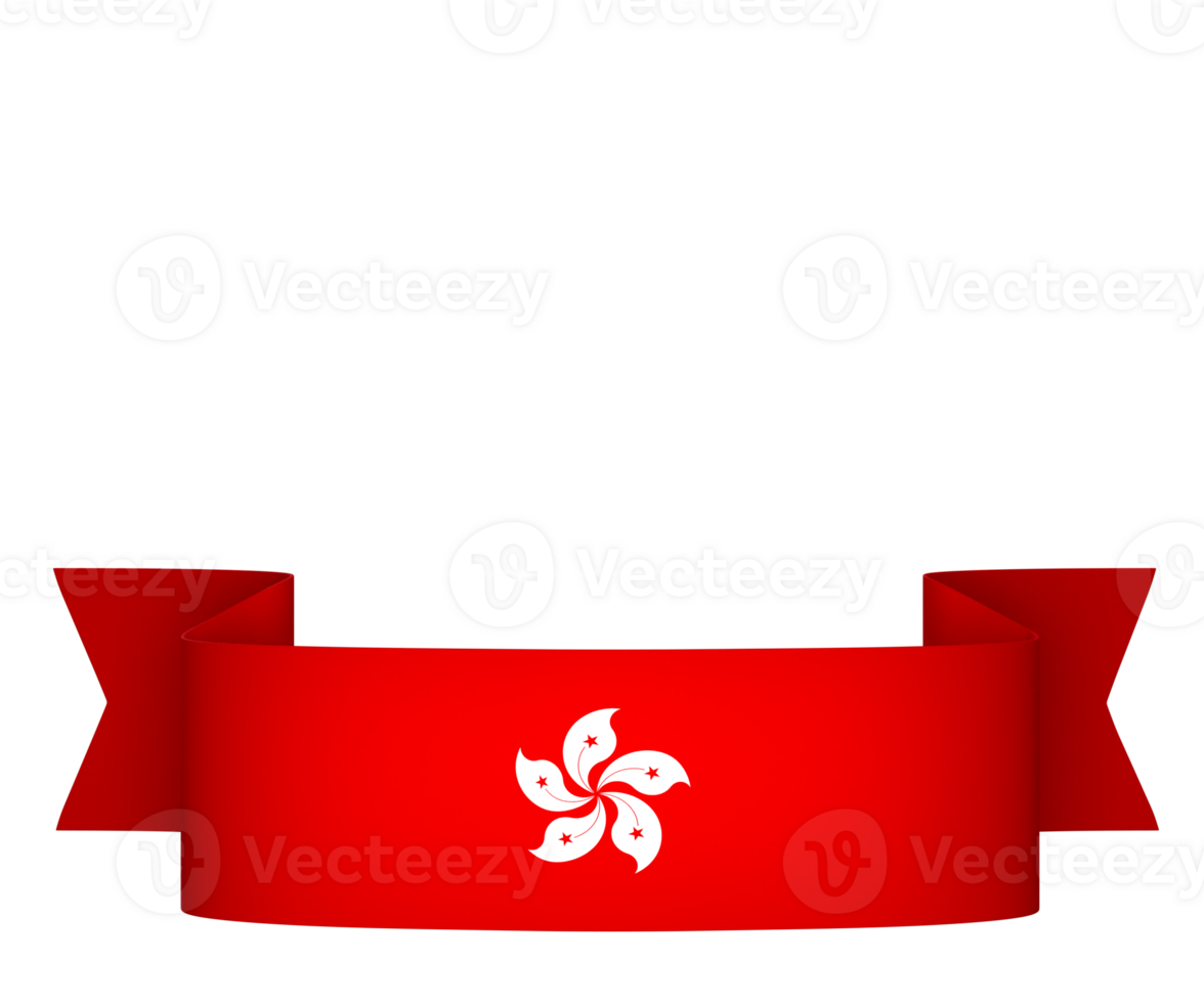 Hong Kong flag element design national independence day banner ribbon png