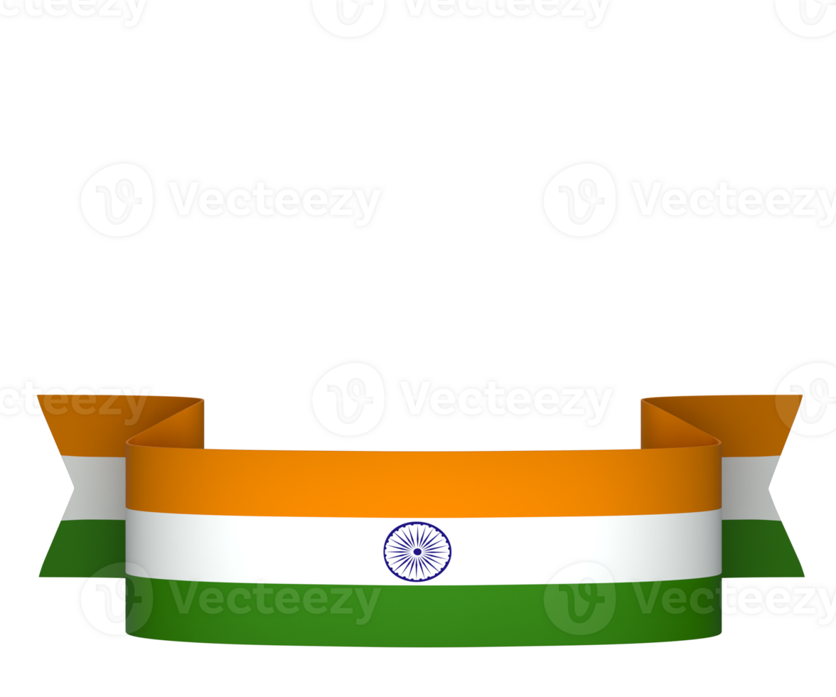 India flag element design national independence day banner ribbon png