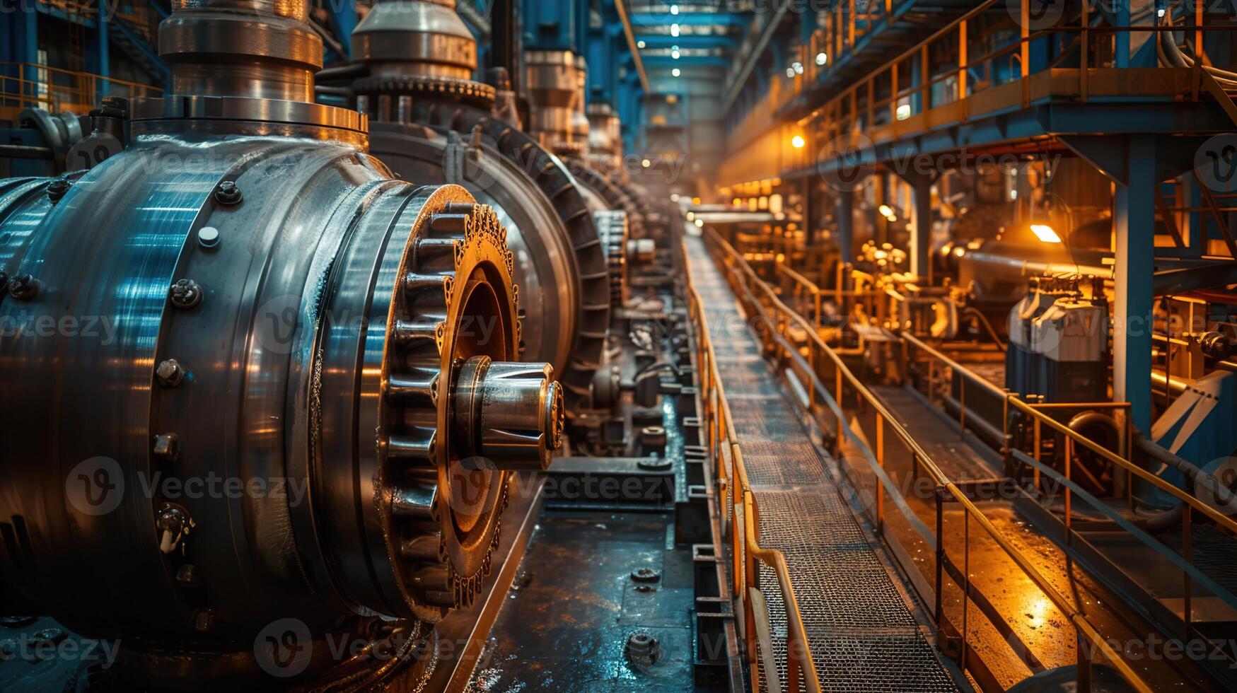 AI generated A detailed journey through the industrial automation and machinery operation in a large-scale manufacturing setting under the glow of the afternoon photo