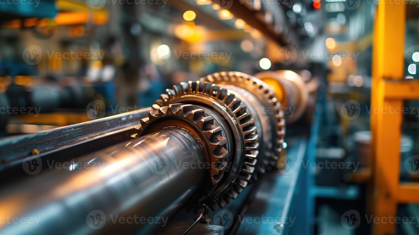 AI generated A detailed journey through the industrial automation and machinery operation in a large-scale manufacturing setting under the glow of the afternoon photo