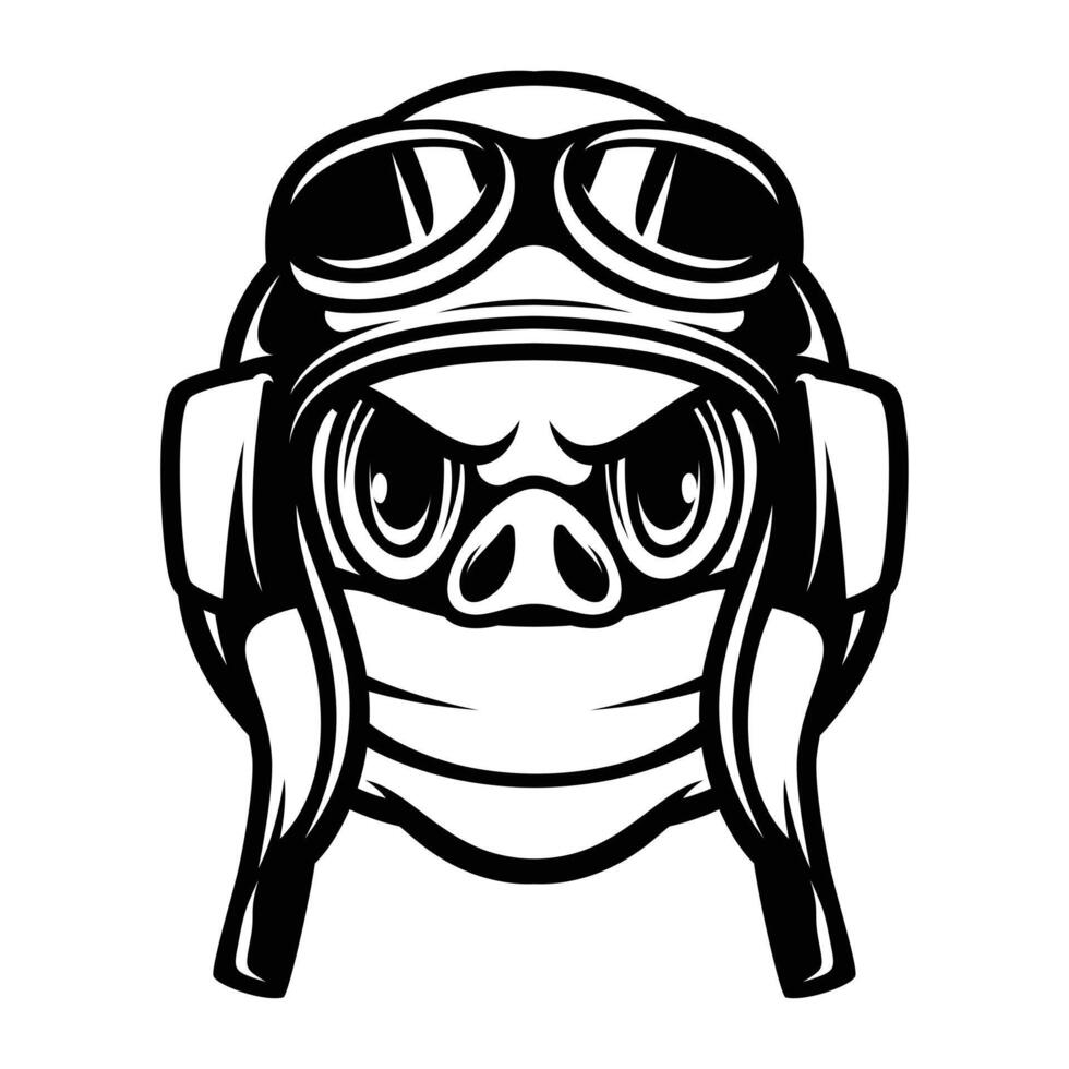 Pig Pilot Outline vector