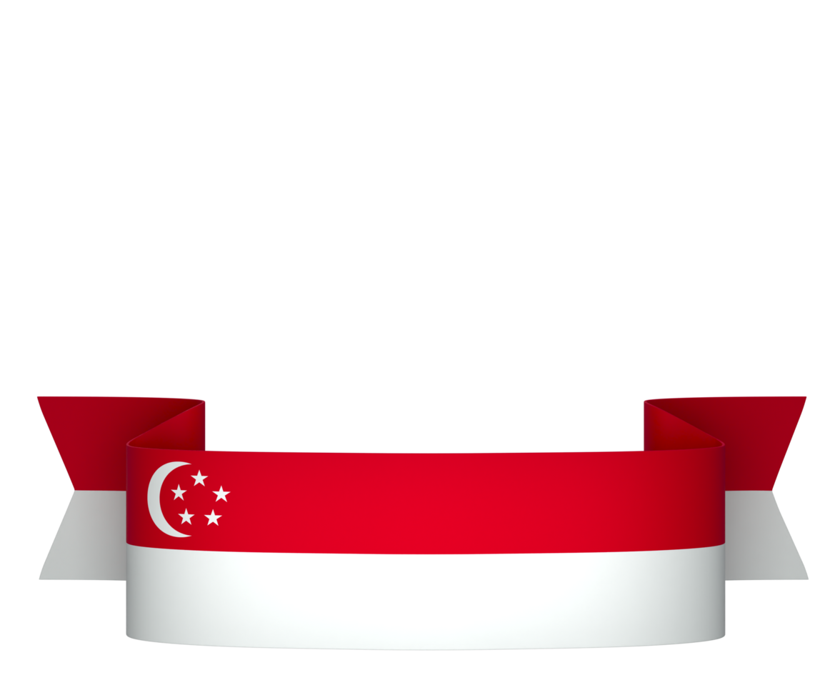 Singapore flag element design national independence day banner ribbon png