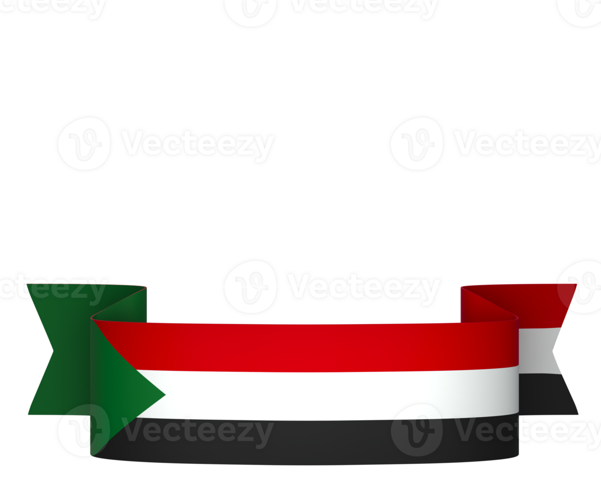 Sudan flag element design national independence day banner ribbon png