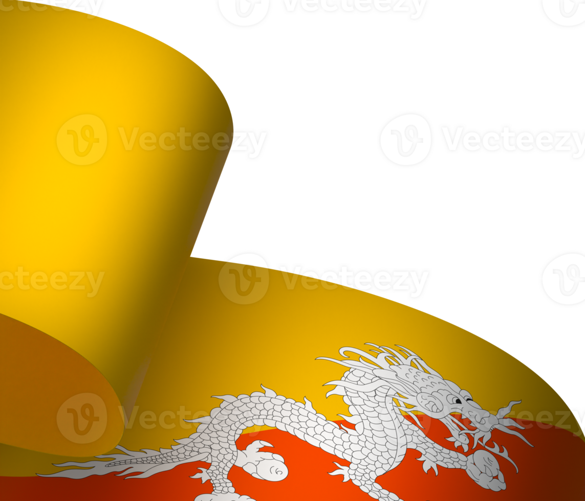 Bhutan flag element design national independence day banner ribbon png