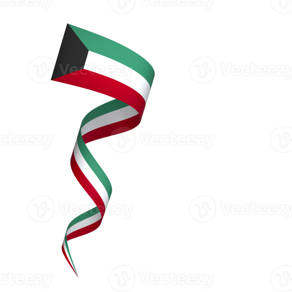 Kuwait flag element design national independence day banner ribbon png