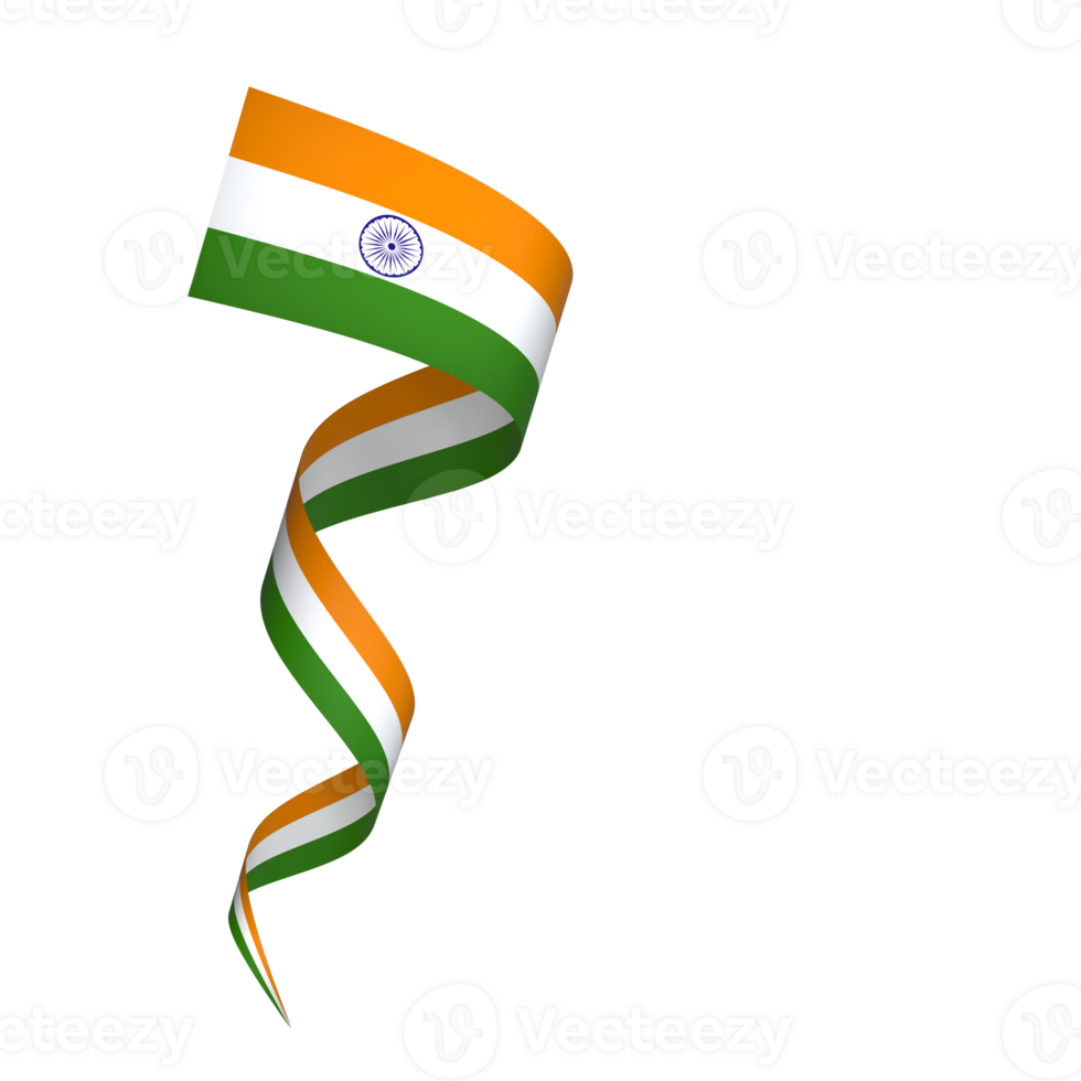 India flag element design national independence day banner ribbon png