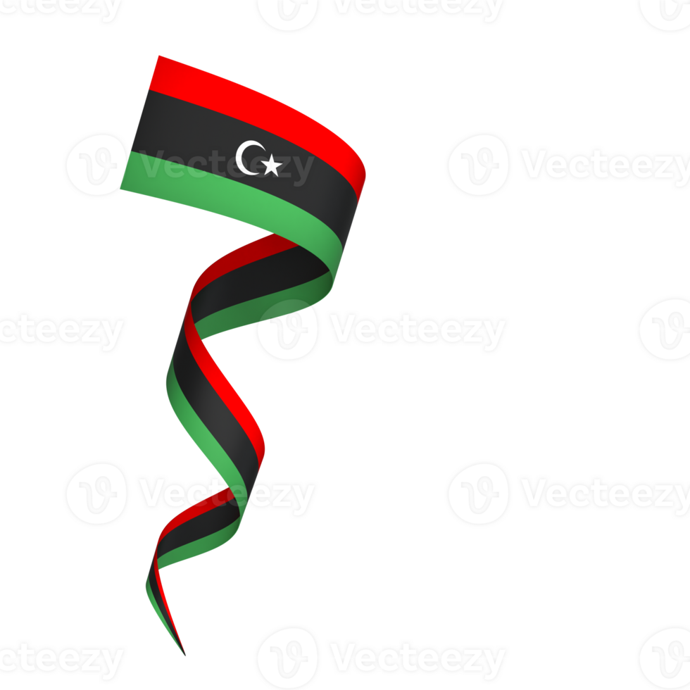 Libya flag element design national independence day banner ribbon png