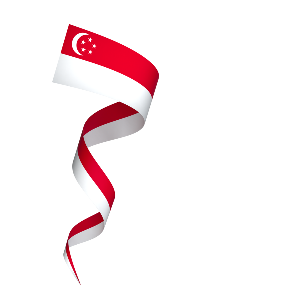 Singapore flag element design national independence day banner ribbon png