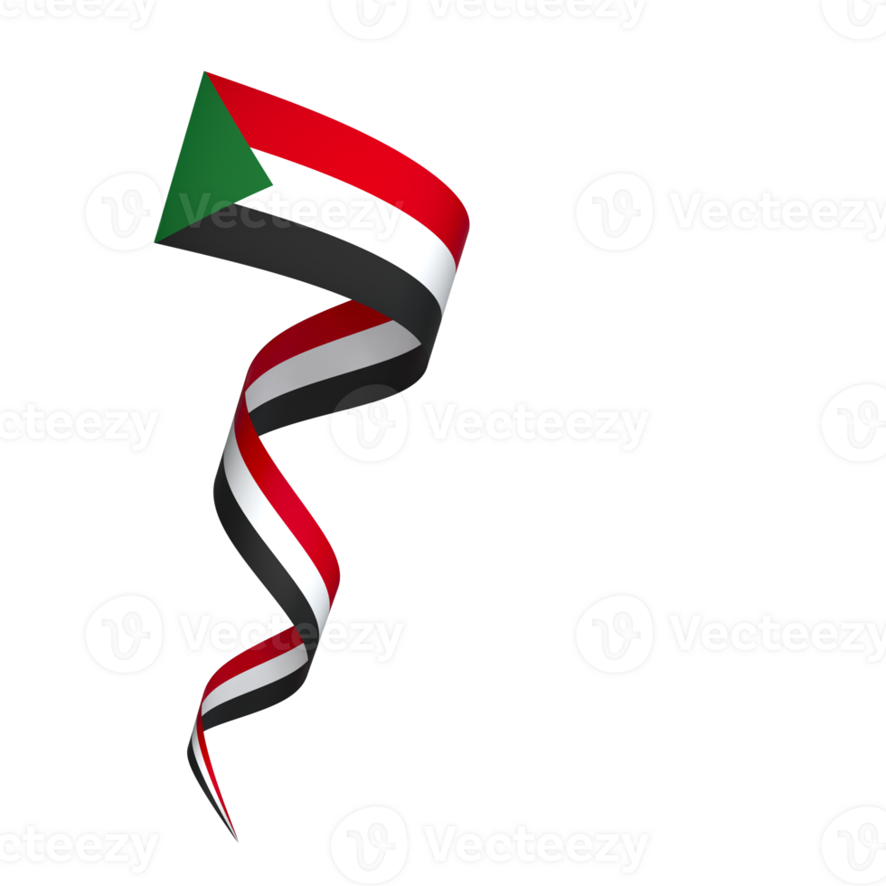 Sudan flag element design national independence day banner ribbon png