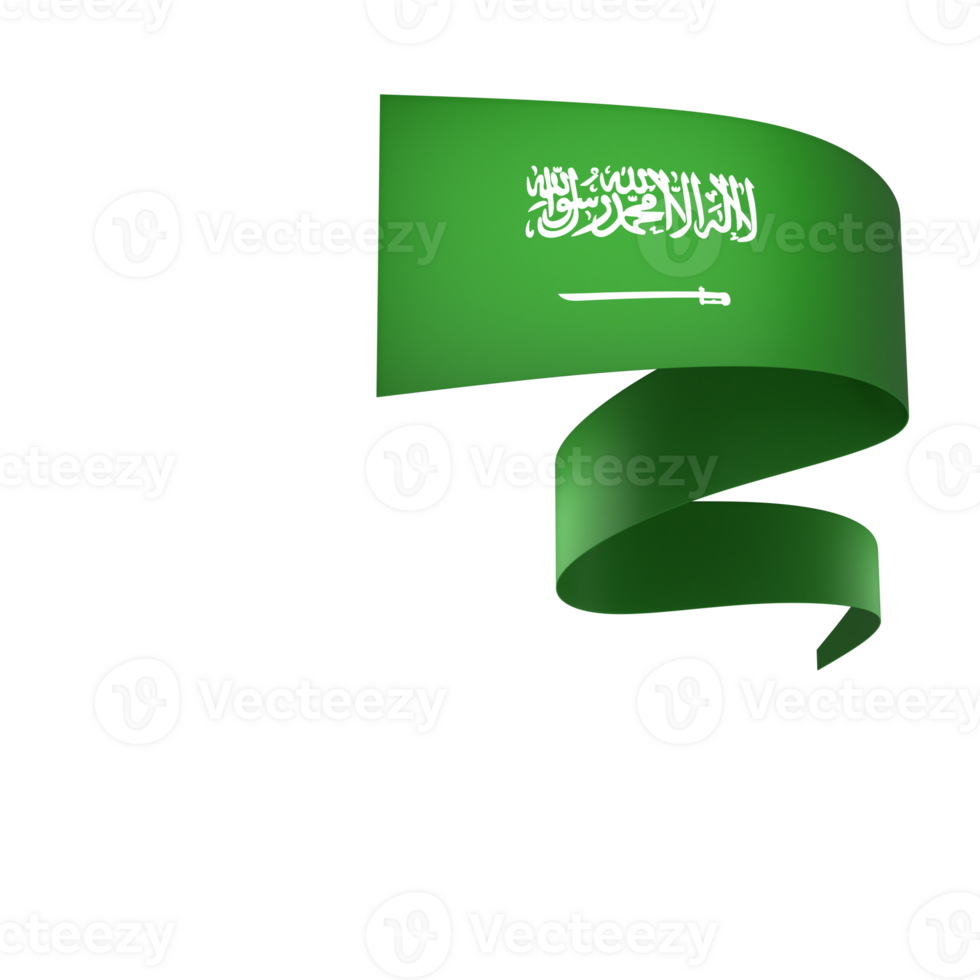 Saudi Arabia flag element design national independence day banner ribbon png