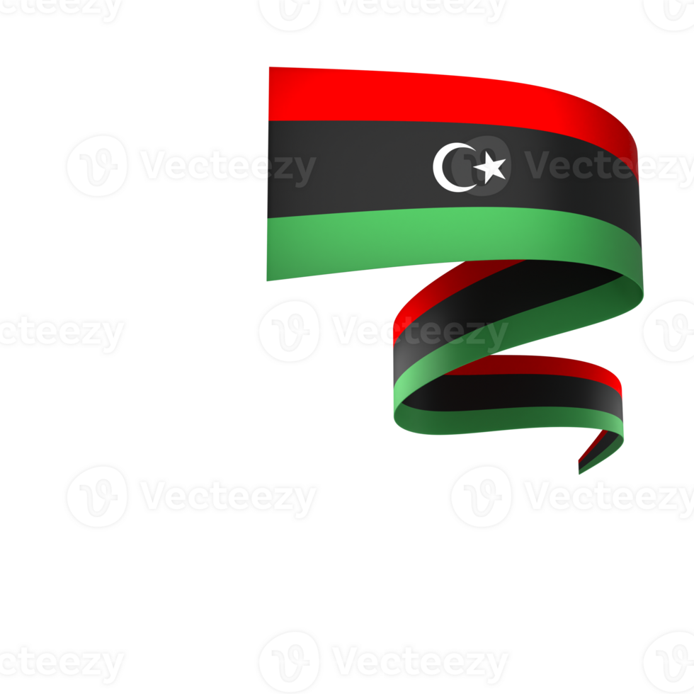 Libya flag element design national independence day banner ribbon png