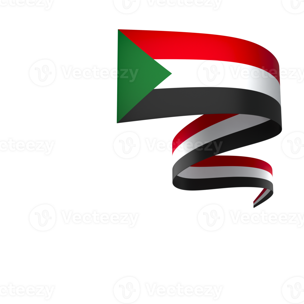 Sudan flag element design national independence day banner ribbon png