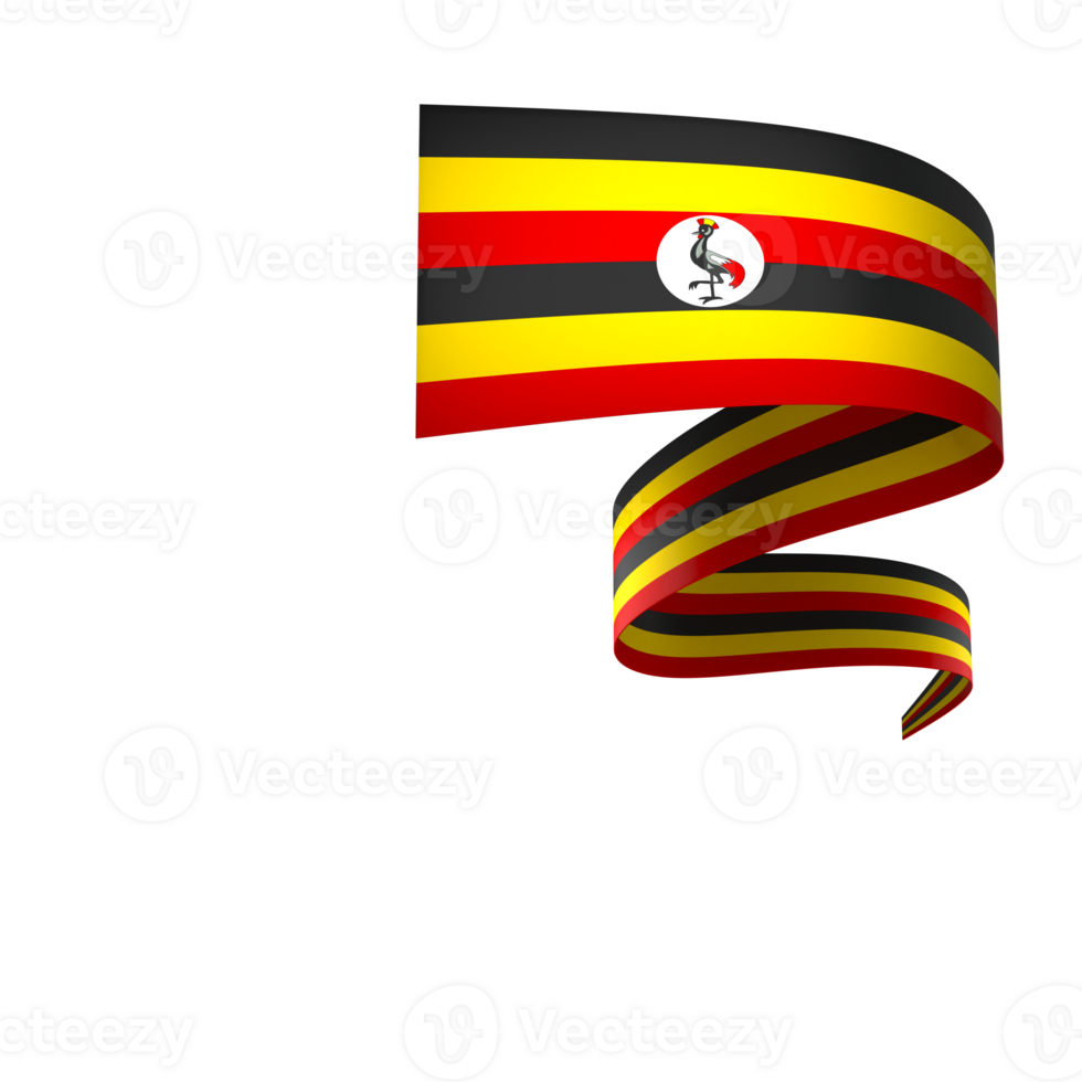 Uganda flag element design national independence day banner ribbon png