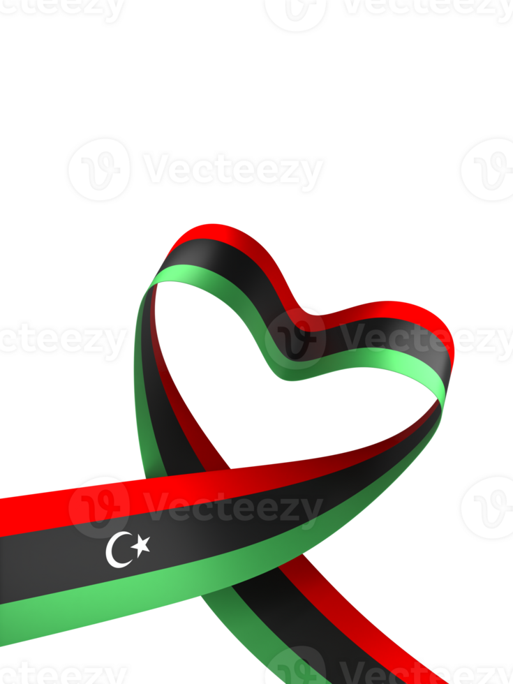 Libya flag element design national independence day banner ribbon png