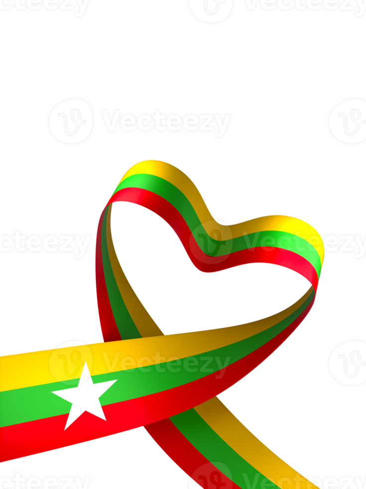 Myanmar flag element design national independence day banner ribbon png