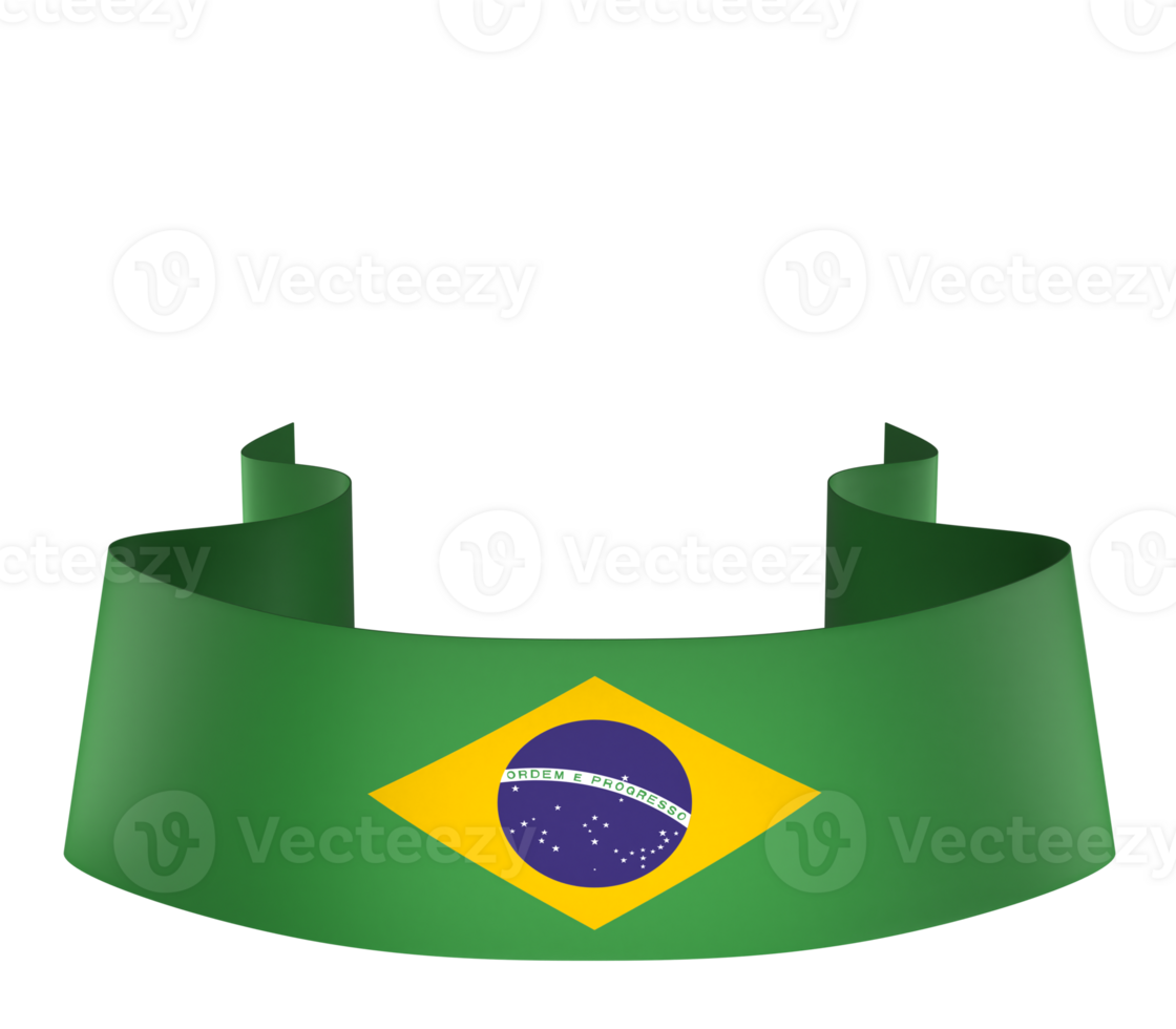 Brazil flag element design national independence day banner ribbon png