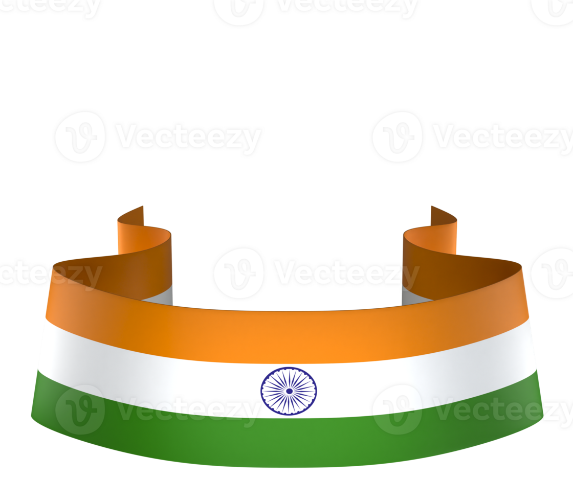 India flag element design national independence day banner ribbon png