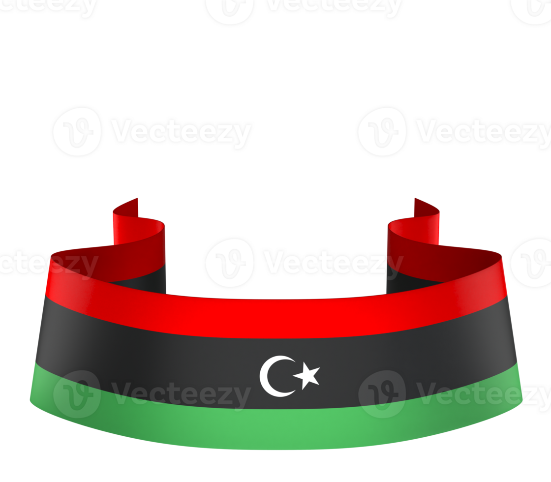 Libya flag element design national independence day banner ribbon png