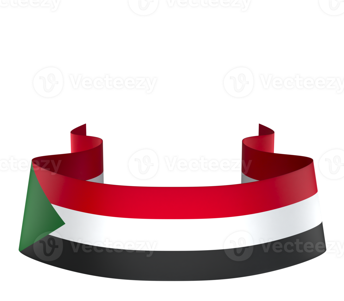 Sudan flag element design national independence day banner ribbon png