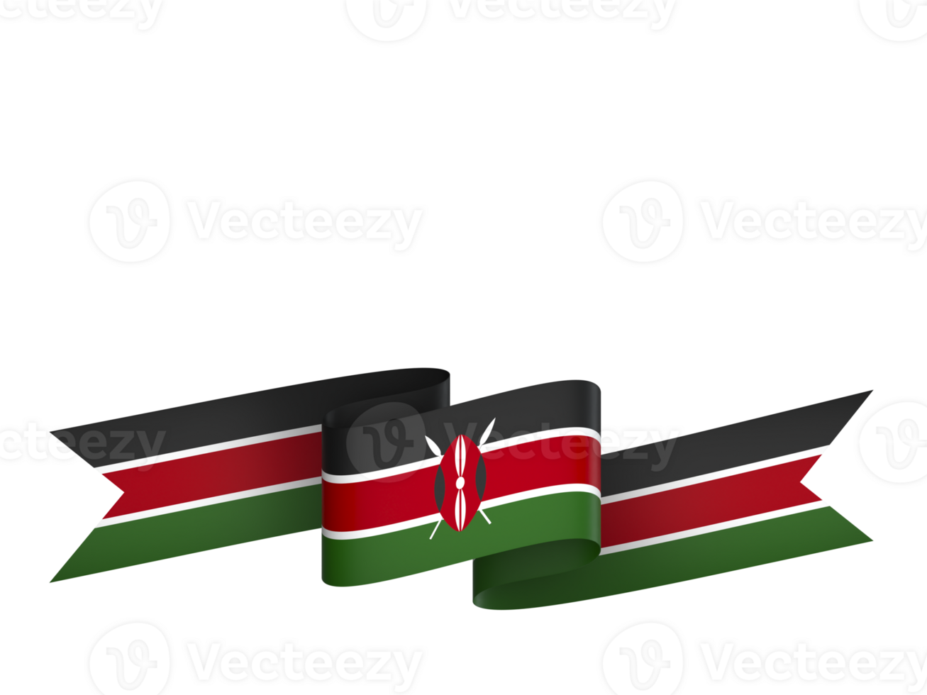 Kenya flag element design national independence day banner ribbon png