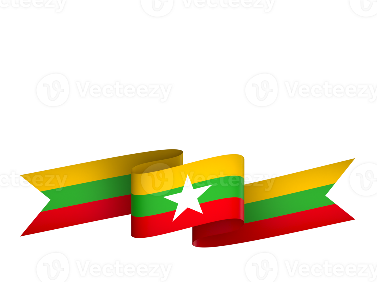Myanmar flag element design national independence day banner ribbon png