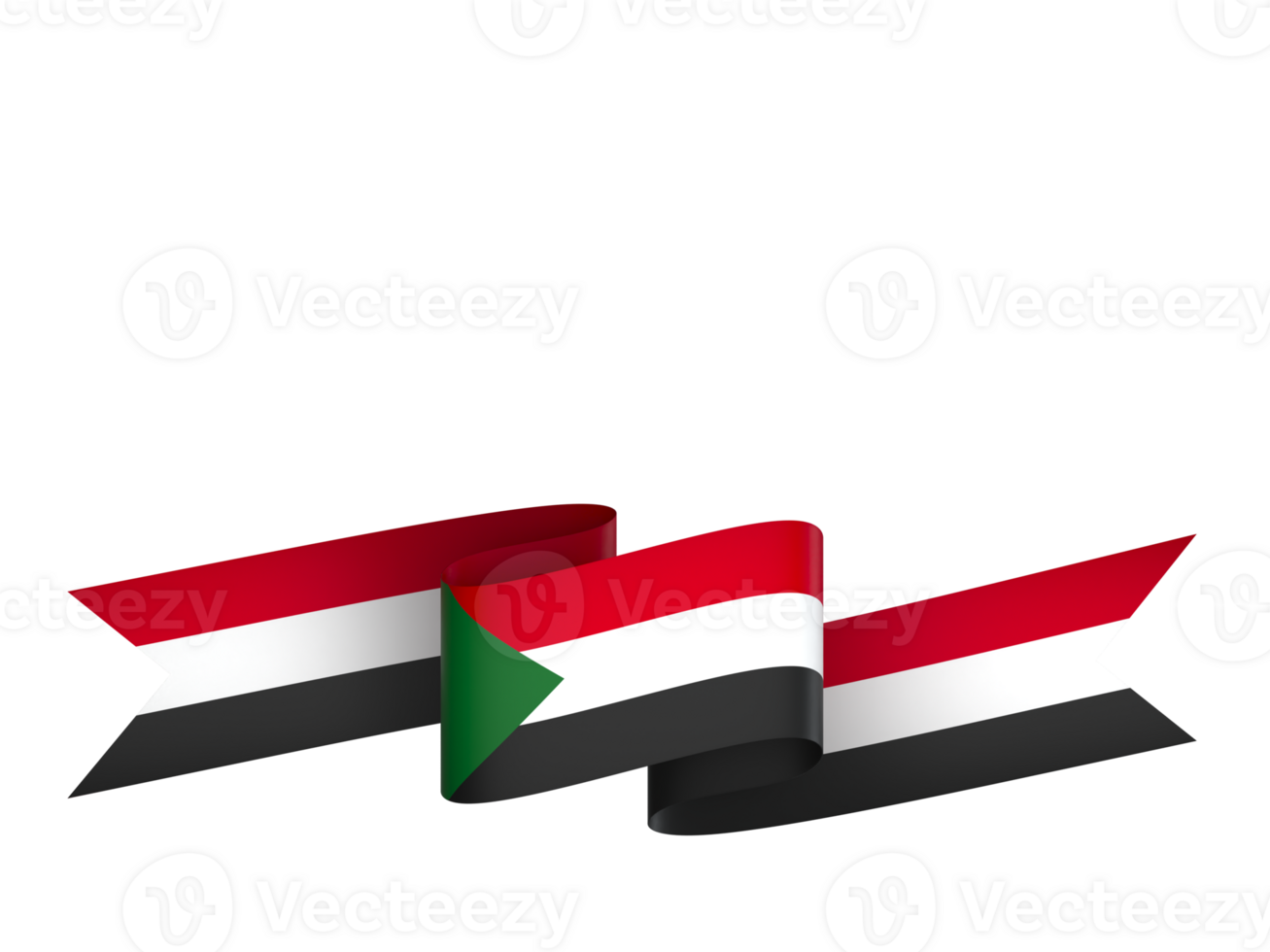 Sudan flag element design national independence day banner ribbon png
