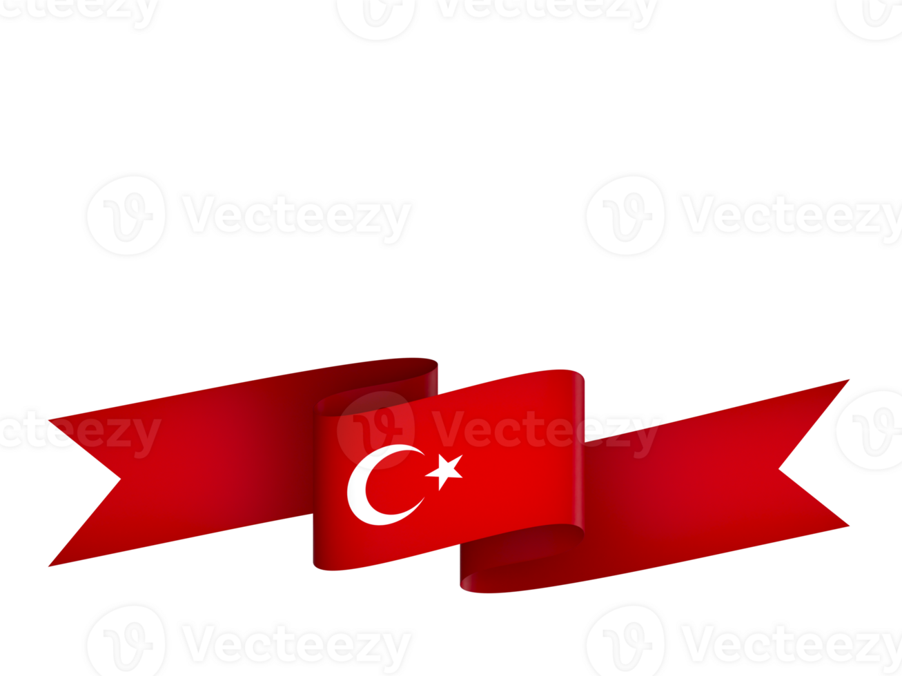 Turkey flag element design national independence day banner ribbon png