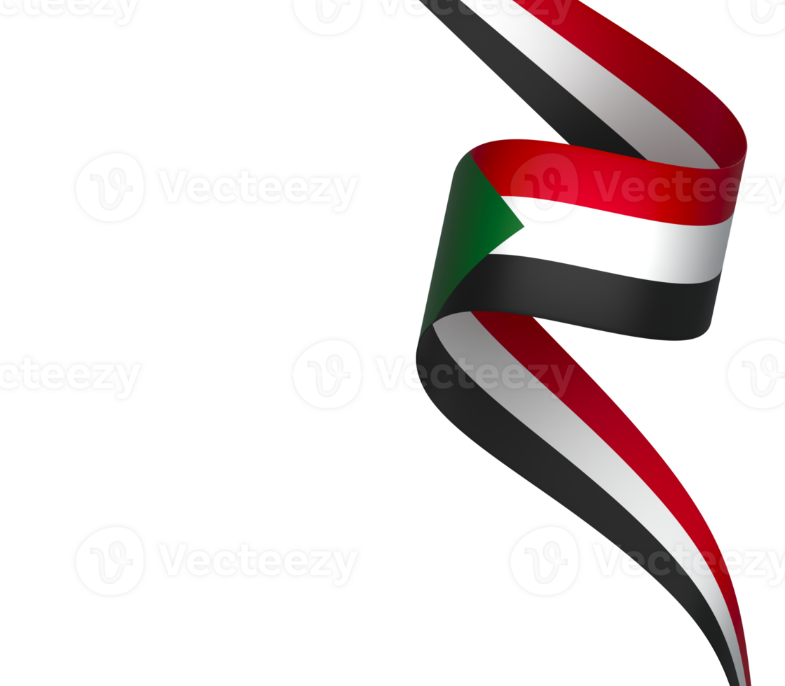 Sudan flag element design national independence day banner ribbon png