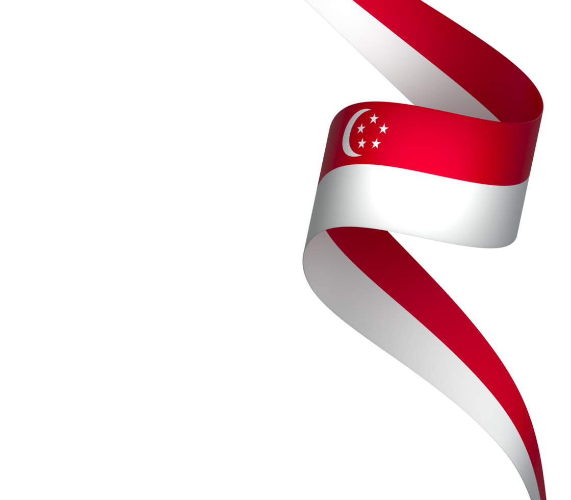 Singapore flag element design national independence day banner ribbon png
