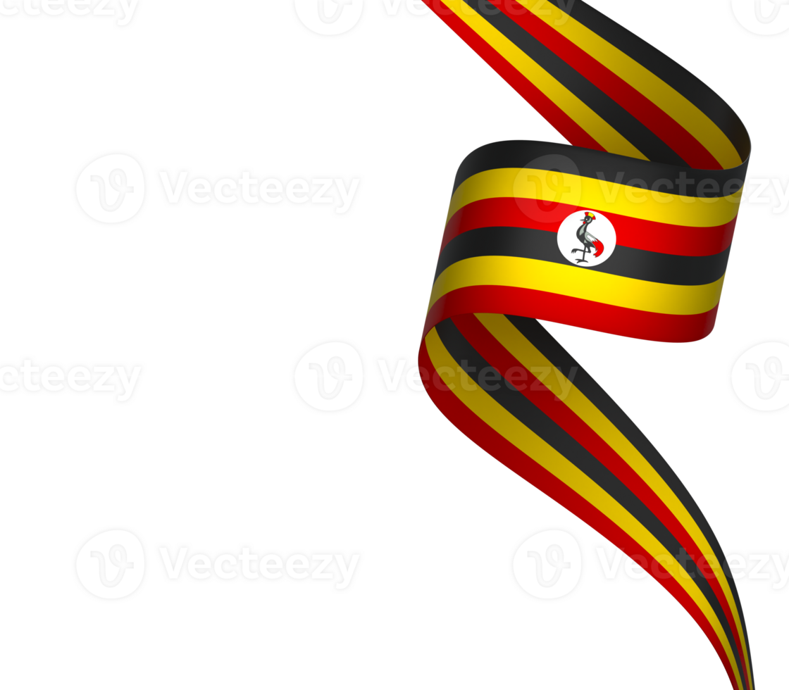 Uganda flag element design national independence day banner ribbon png