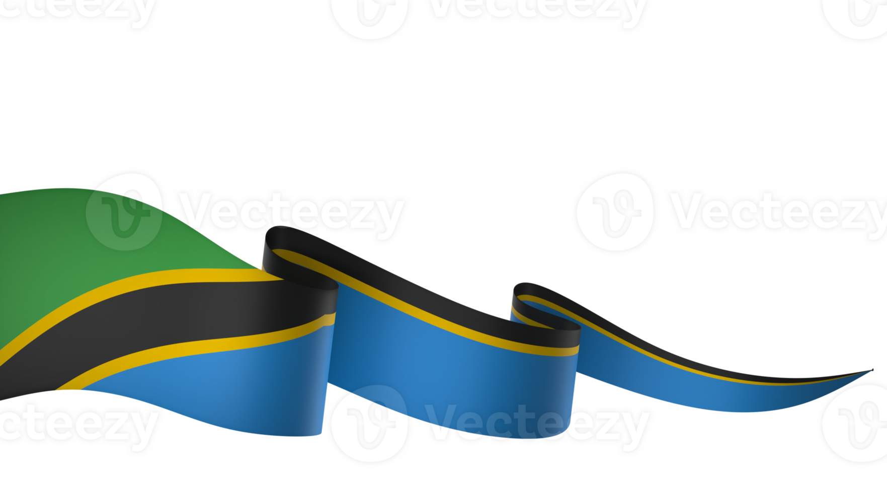 Tanzania flag element design national independence day banner ribbon png
