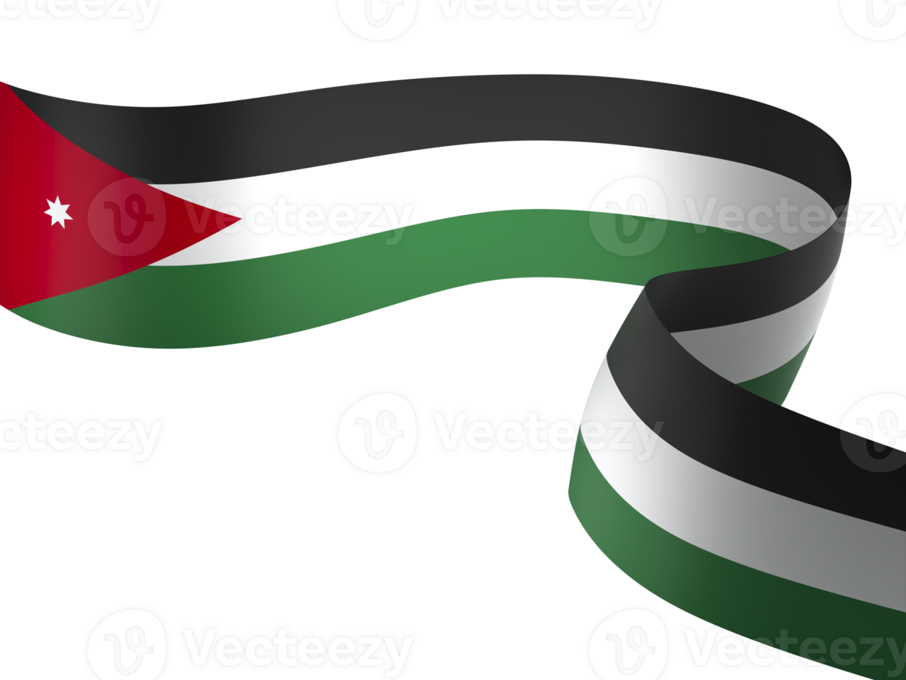 Jordan flag element design national independence day banner ribbon png