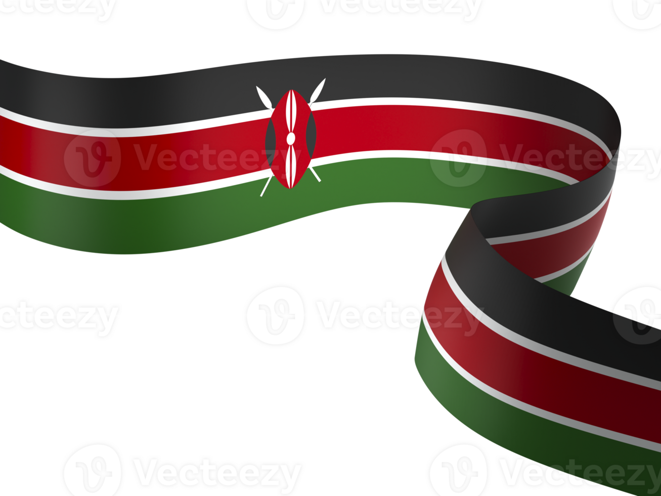 Kenya flag element design national independence day banner ribbon png