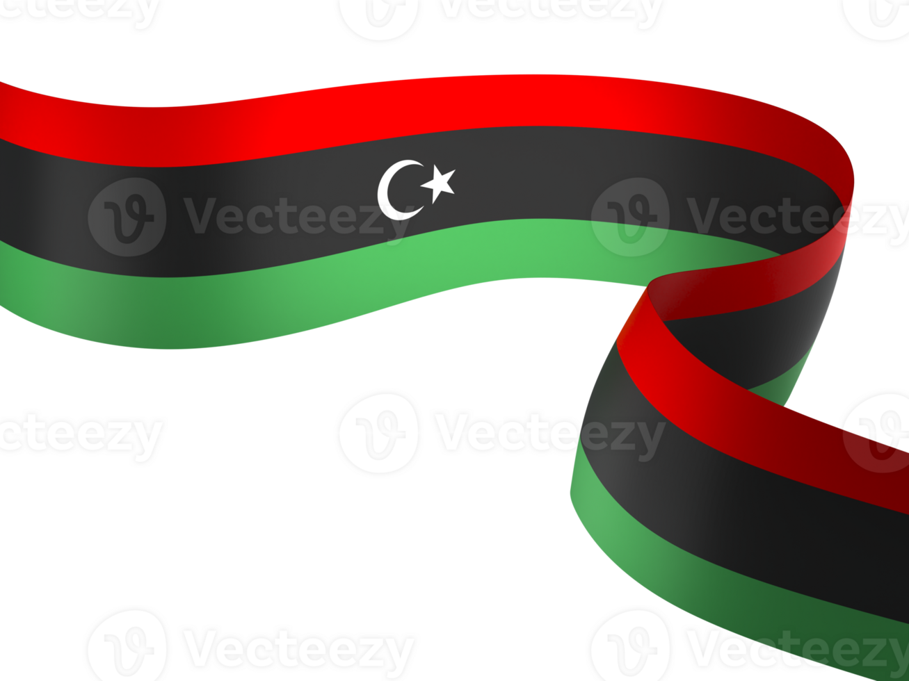 Libya flag element design national independence day banner ribbon png