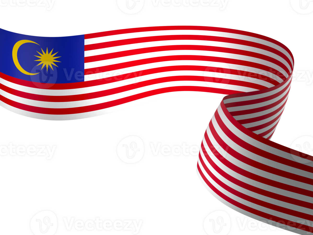Malaysia flag element design national independence day banner ribbon png