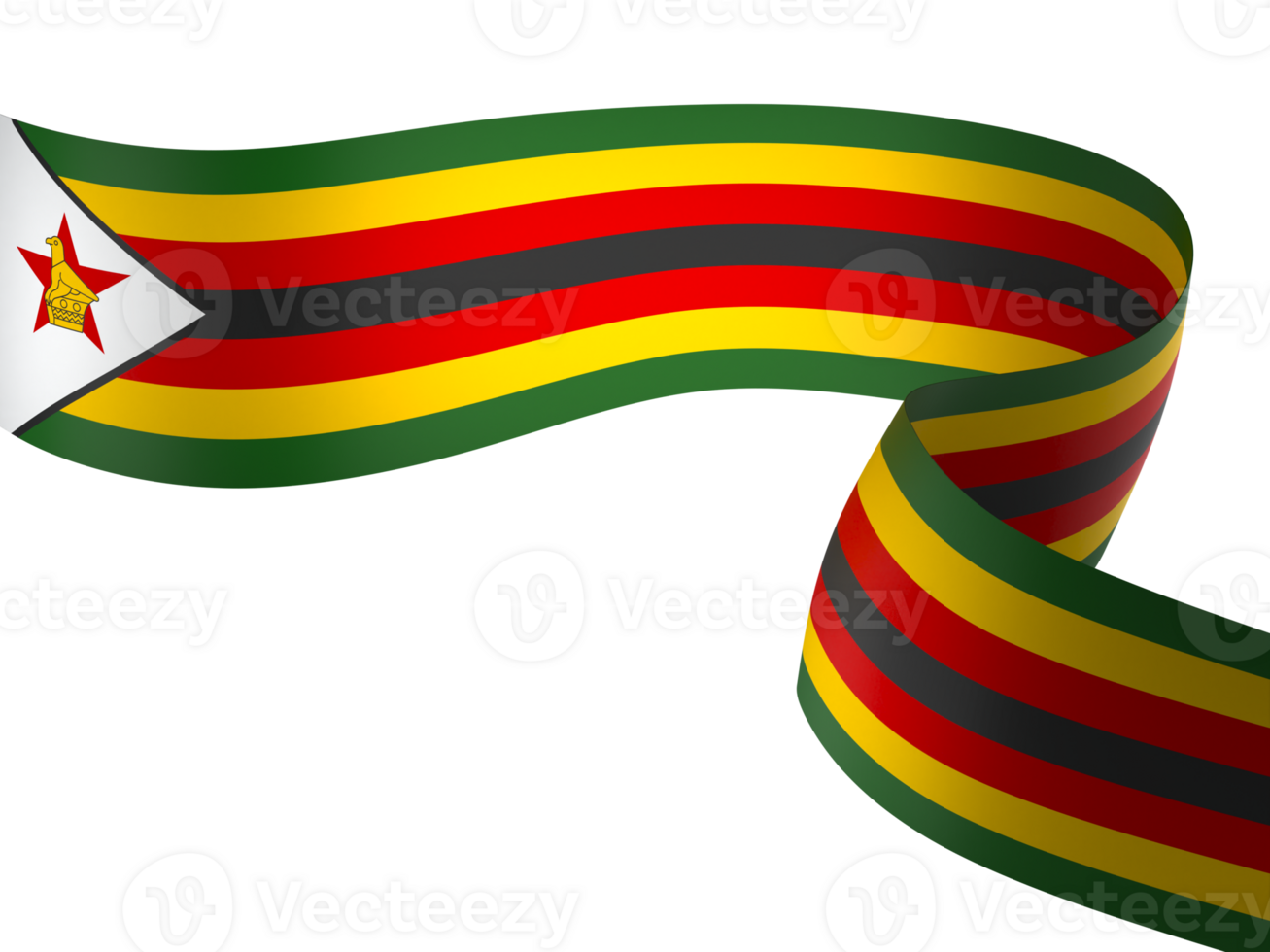 Zimbabwe flag element design national independence day banner ribbon png