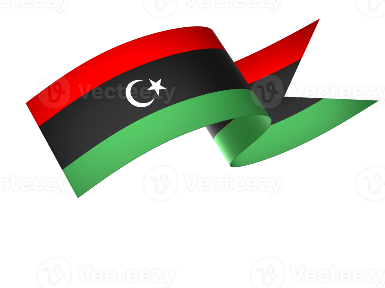 Libya flag element design national independence day banner ribbon png
