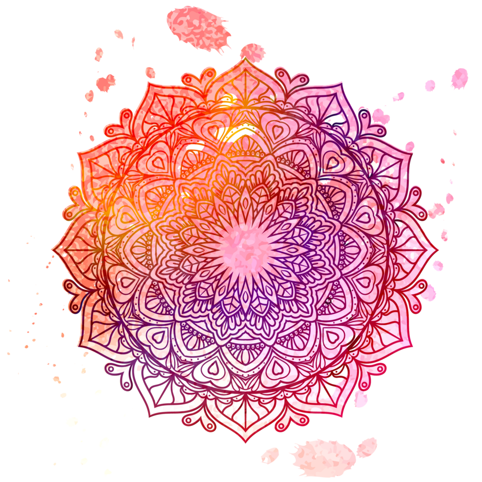 Abstract Mandala Art with Watercolor Element png
