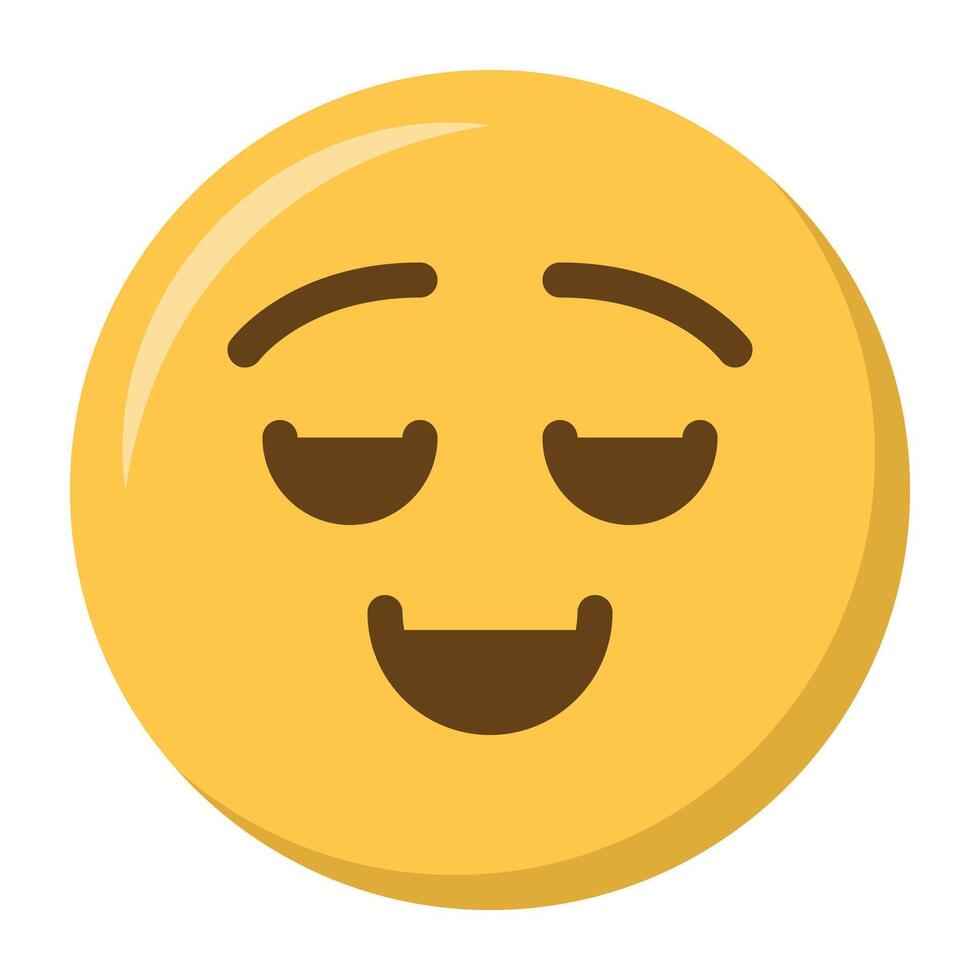 Relieved face emoji icon vector