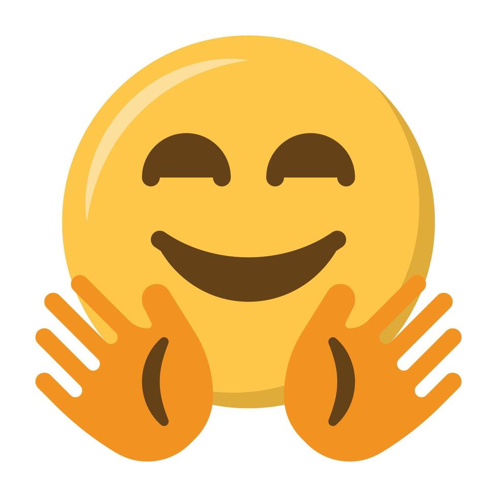 Hugging emoji icon vector